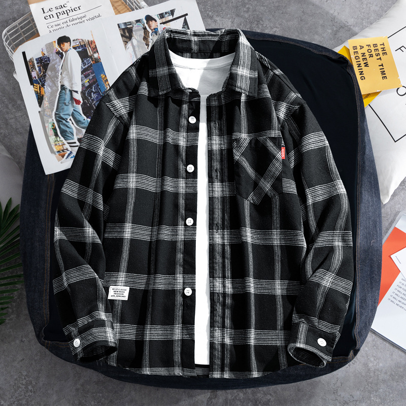 Flannel Shirt Lined - 2025 Plaid shirt men's long-sleeved loose