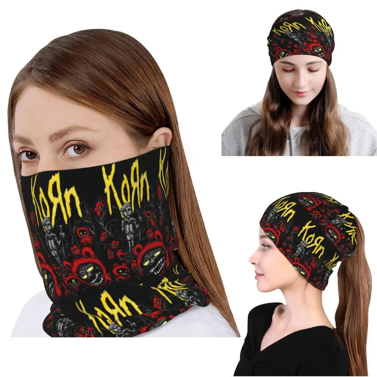 Knit Beanie Hat Warm - Korn Rock Band Logo Bandana Neck