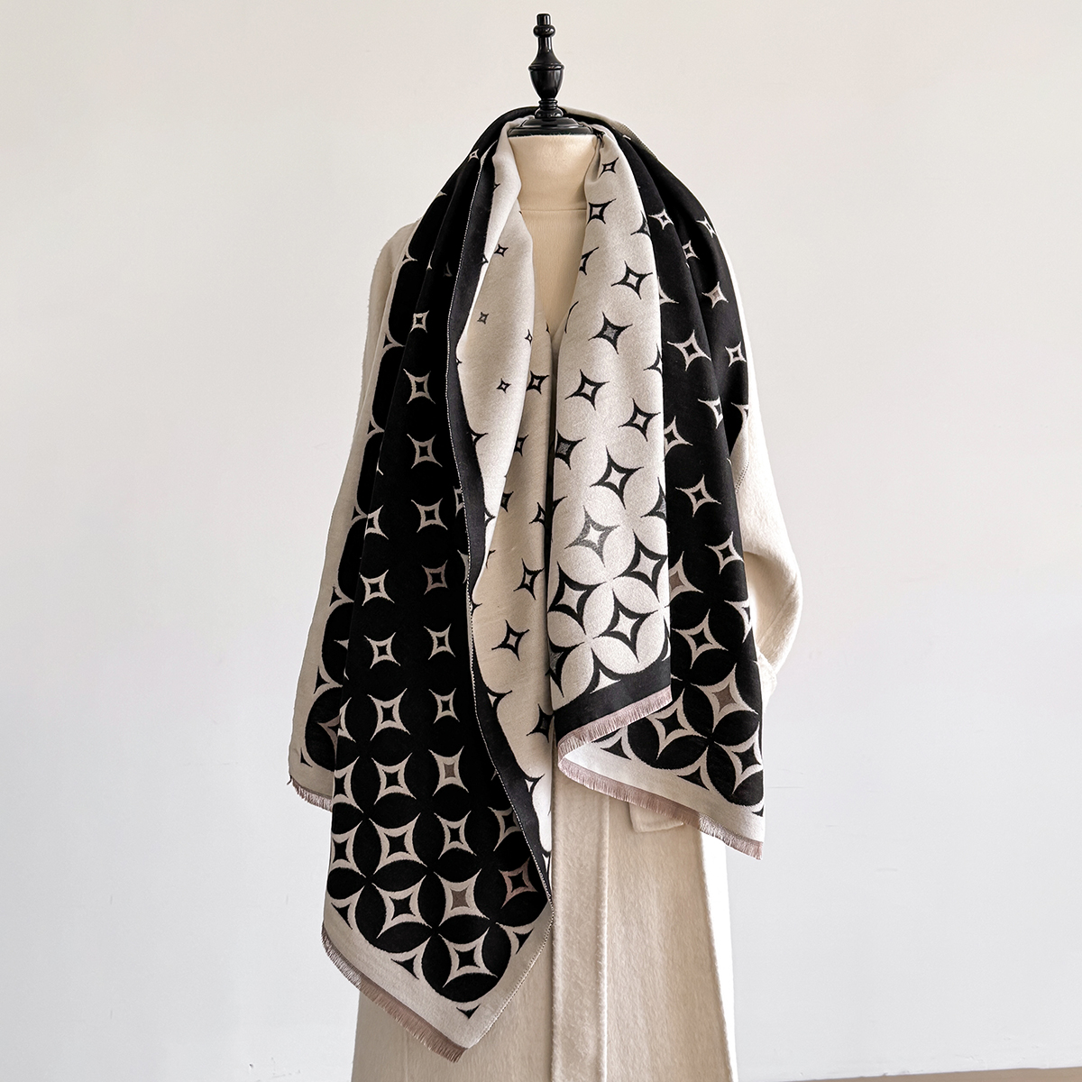 Wool Scarf Men - Luxury Winter Scarf Women Cashmere Warm