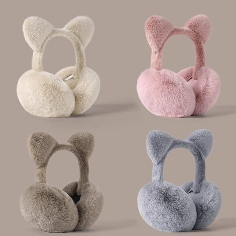 Earmuffs Foldable - Cat ears foldable earmuffs plush warm