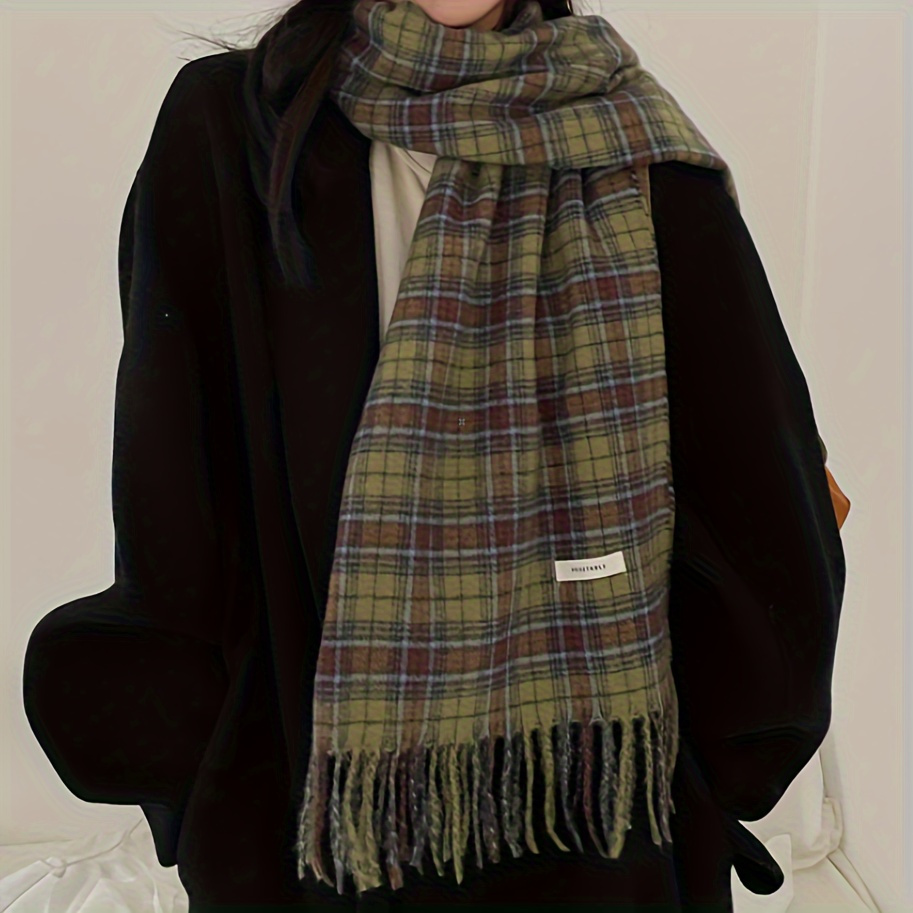 Vintage Green Plaid Tassel Sca – Cashmere Pashmina Wrap Bewertung und Preis