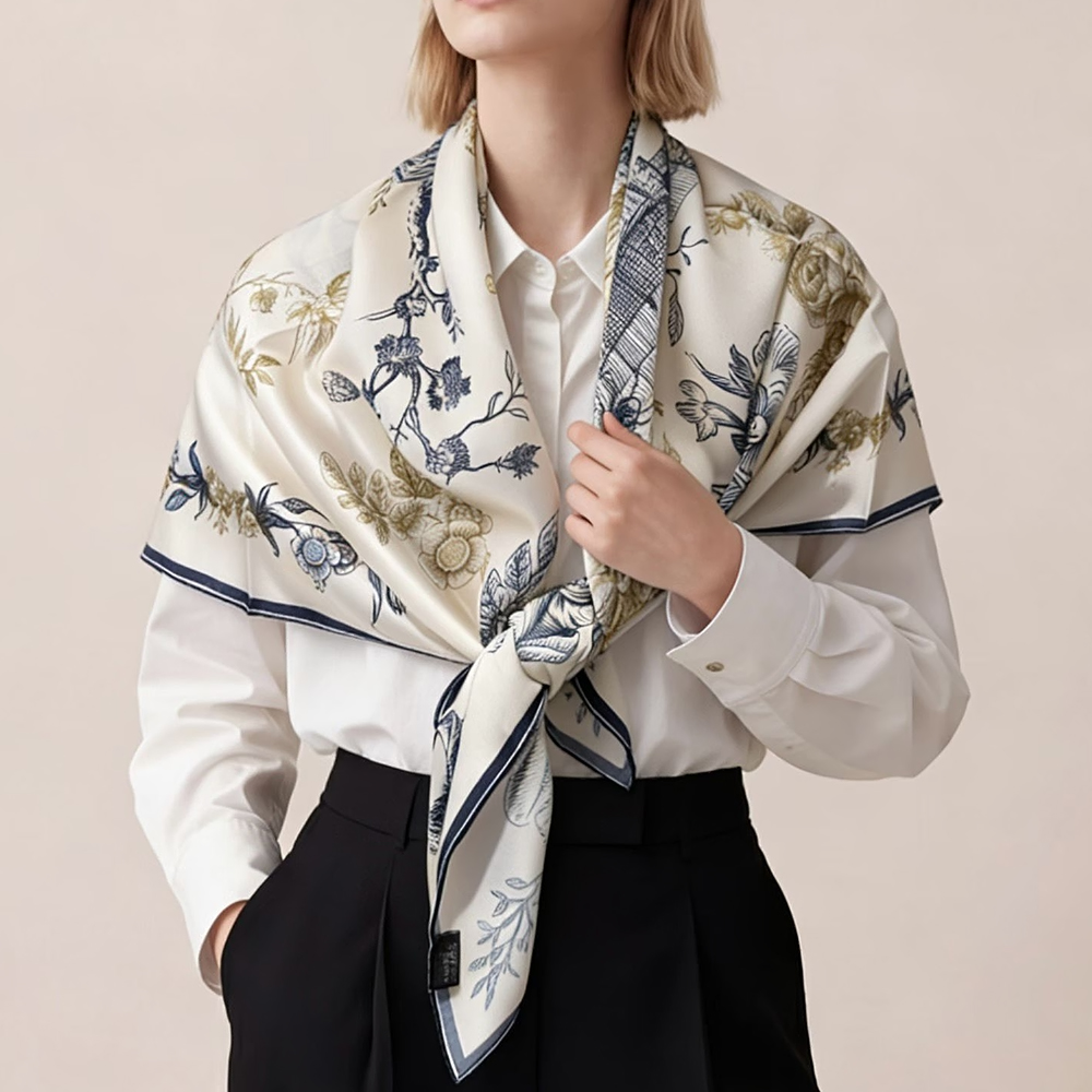 [BYSIFA] Blue White 100% Silk  – Shawl Wrap Winter Bewertung und Preis