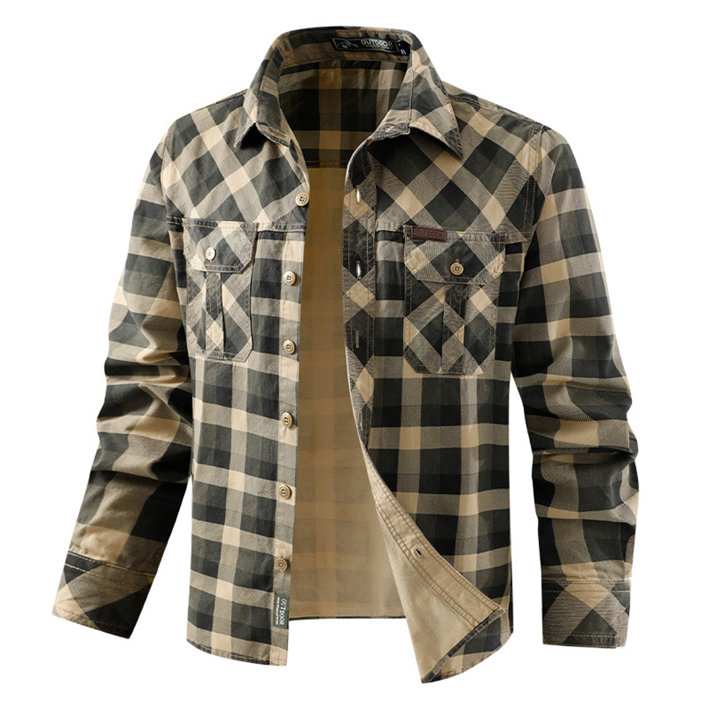 Spring Autumn Men's Cotton Pla – Flannel Shirt Lined Bewertung und Preis