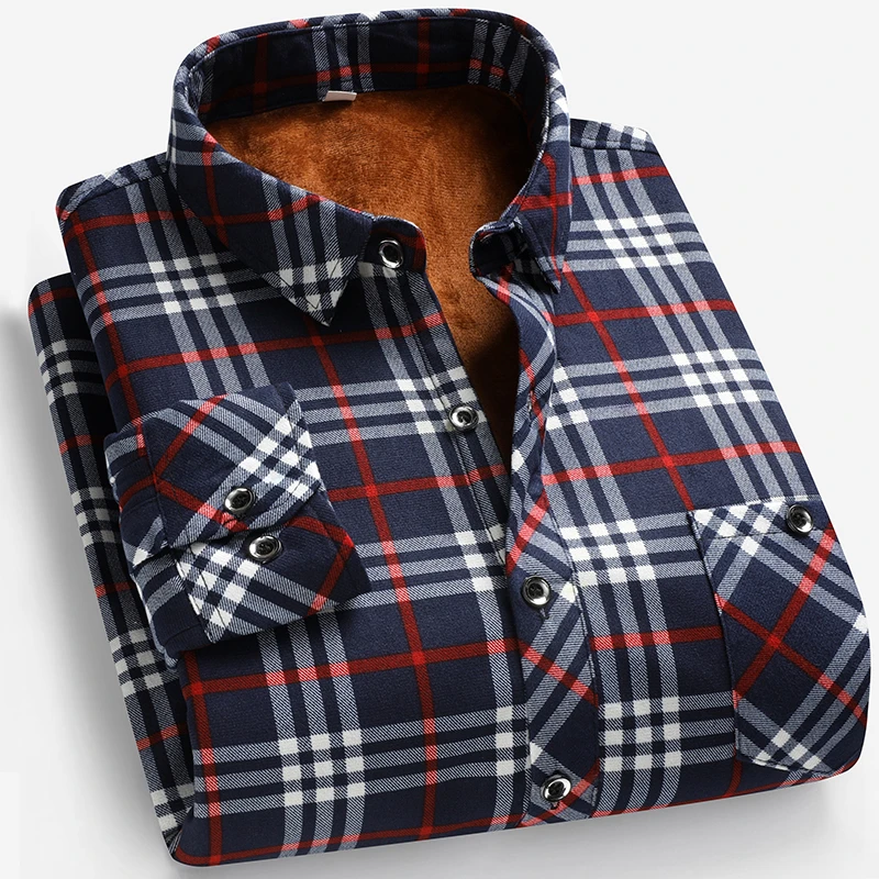 Autumn and Winter Men's Fleece – Flannel Shirt Lined Bewertung und Preis
