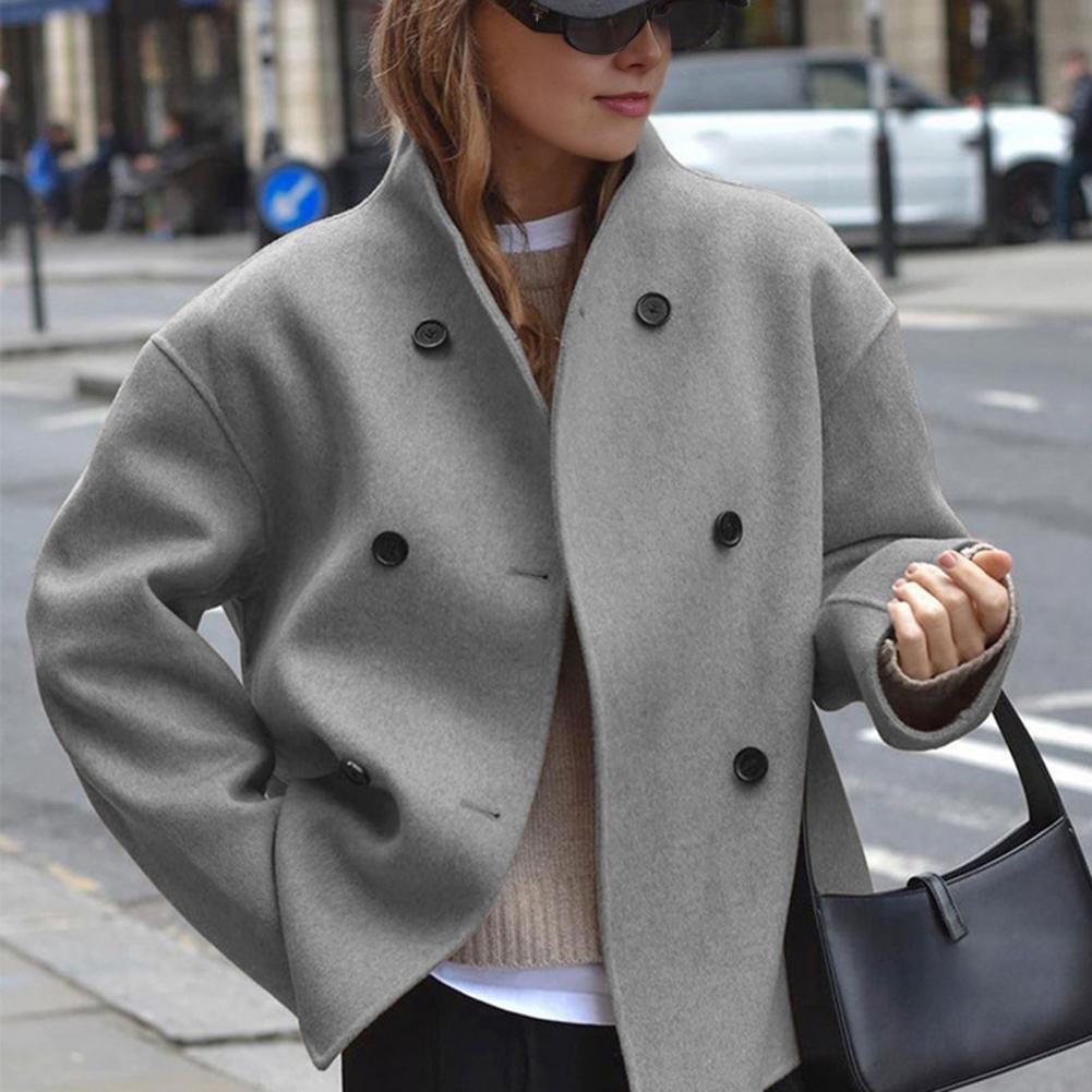 Women's Winter Cropped Wool Co – Wool Coat Peacoat Bewertung und Preis