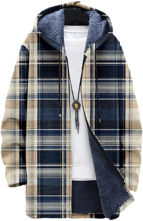 Men's Plaid Cardigan Oversized – Sherpa Hoodie Fleece Bewertung und Preis