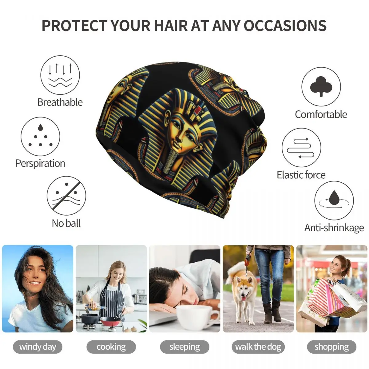 Egyptian Pharaoh With Golden C – Knit Beanie Hat Warm Bewertung und Preis